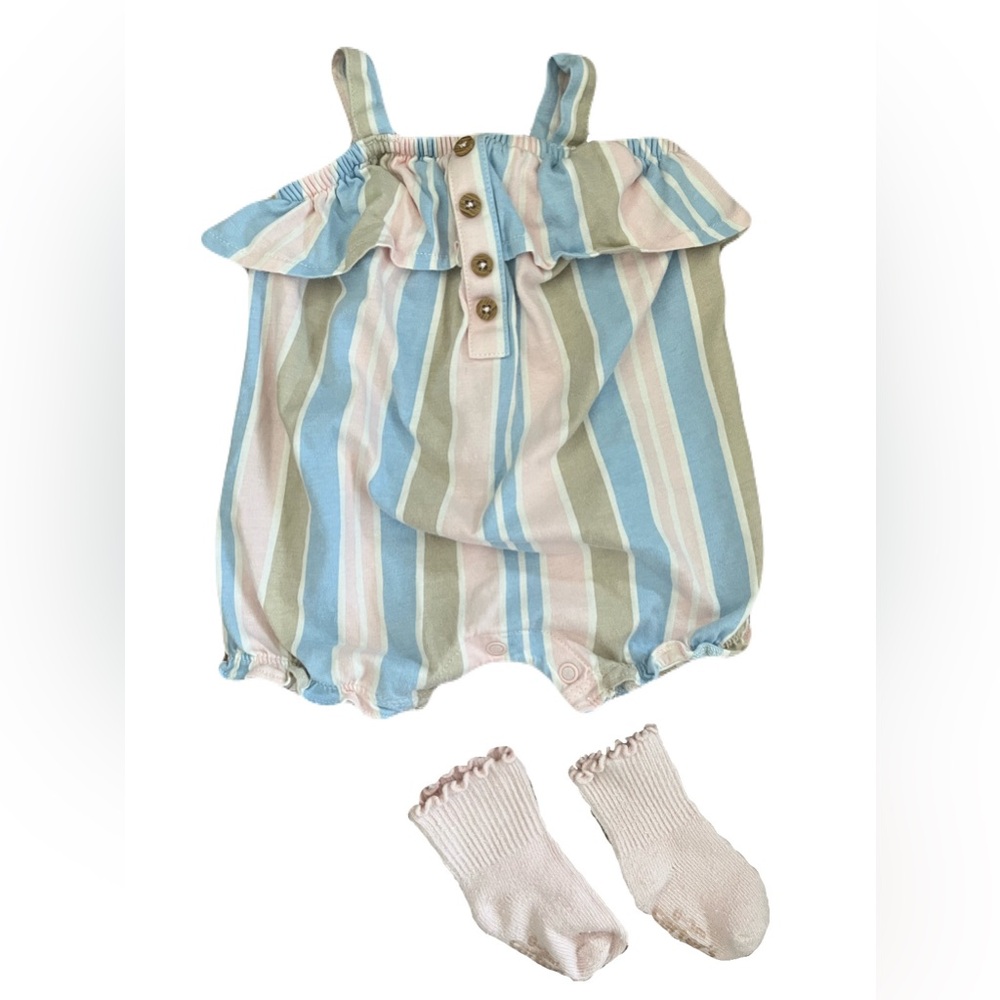 Carter's Pastel Striped Romper & Sock Set